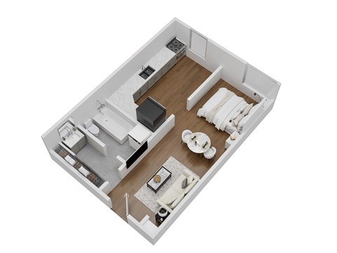 Floor plan for studio, 1 bath, 575 sqft